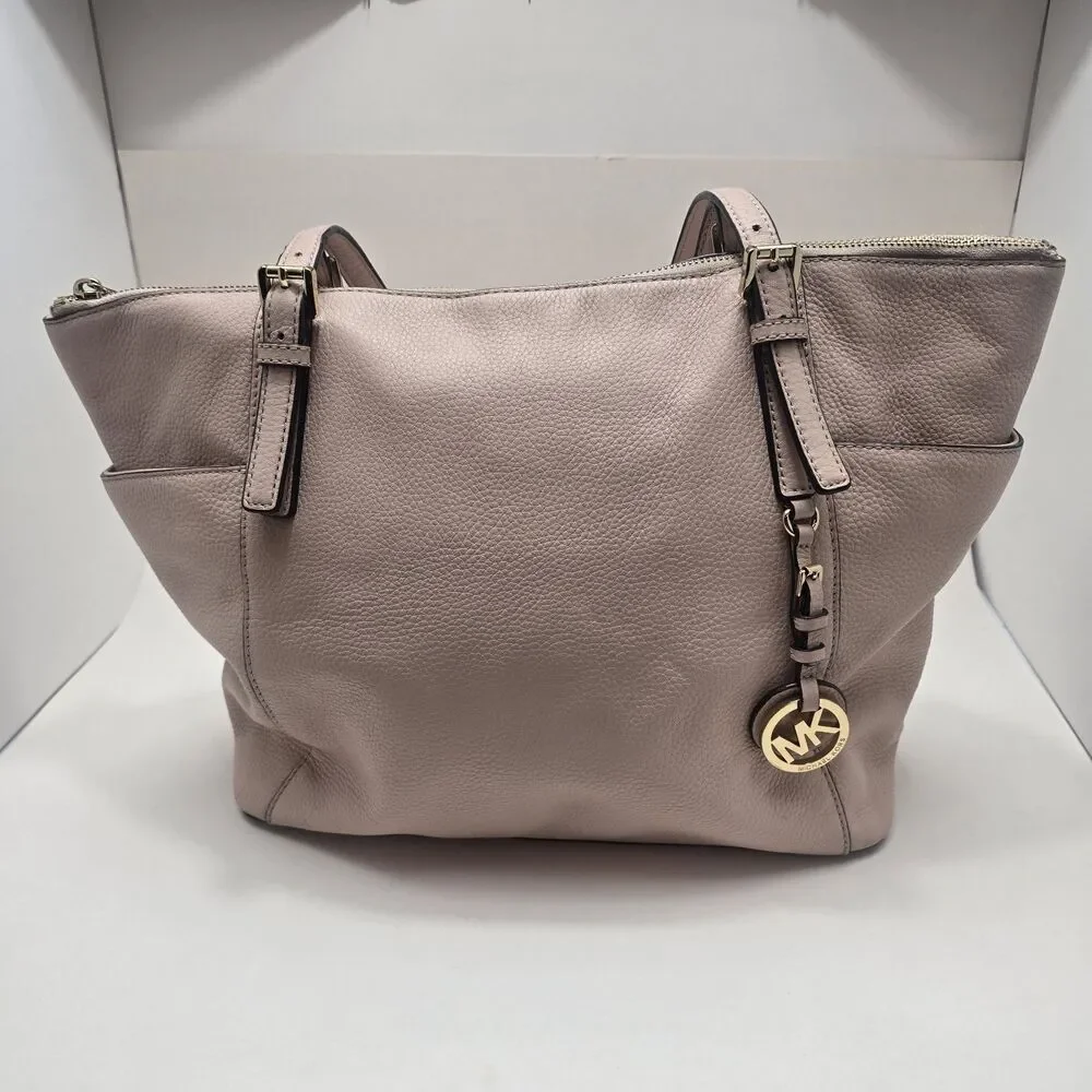 MICHAEL KORS JET SET TOP ZIP TOTE Pebbled Ballet Pink Leather